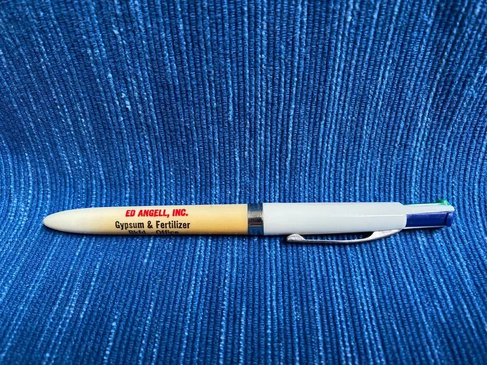 VTG Curtis Rand Ballpoint Pen Ed Angell Fertilizer Multi Color Bakersfield 971A